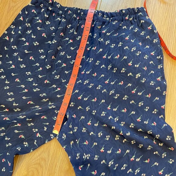 Vintage Floral Textured Cropped Trouser Pants Navy - Picture 10 of 10